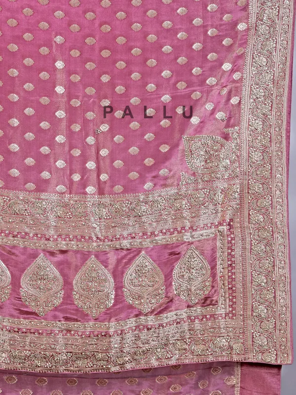 Mauve purple silk saree with ornate pearl work