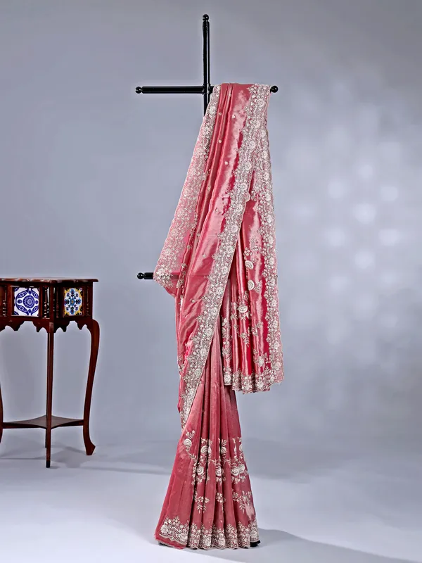 Rani silk saree with zardosi for party glam
