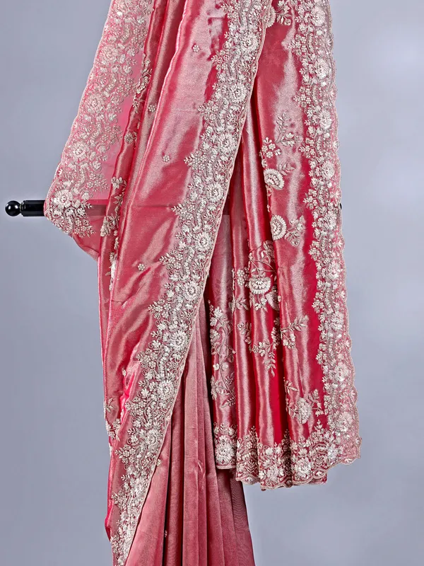 Rani silk saree with zardosi for party glam