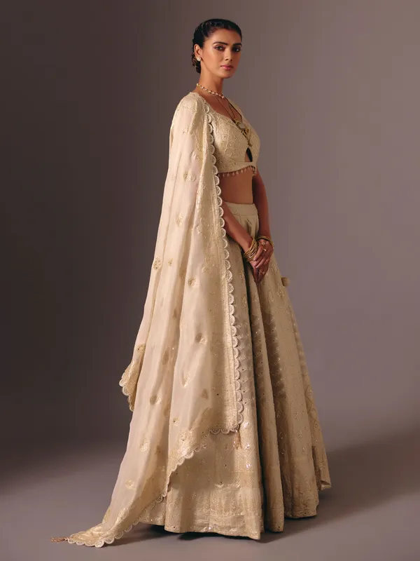 Gold banarasi tissue silk bridal lehenga choli