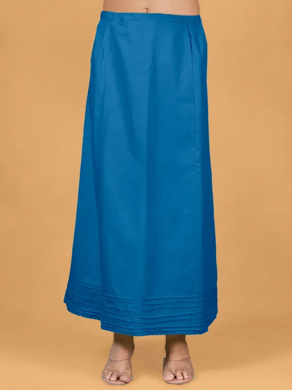 Blue plain saree petticoat in cotton