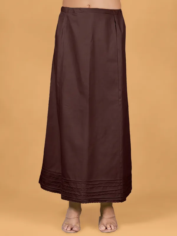 Dark brown cotton plain petticoat