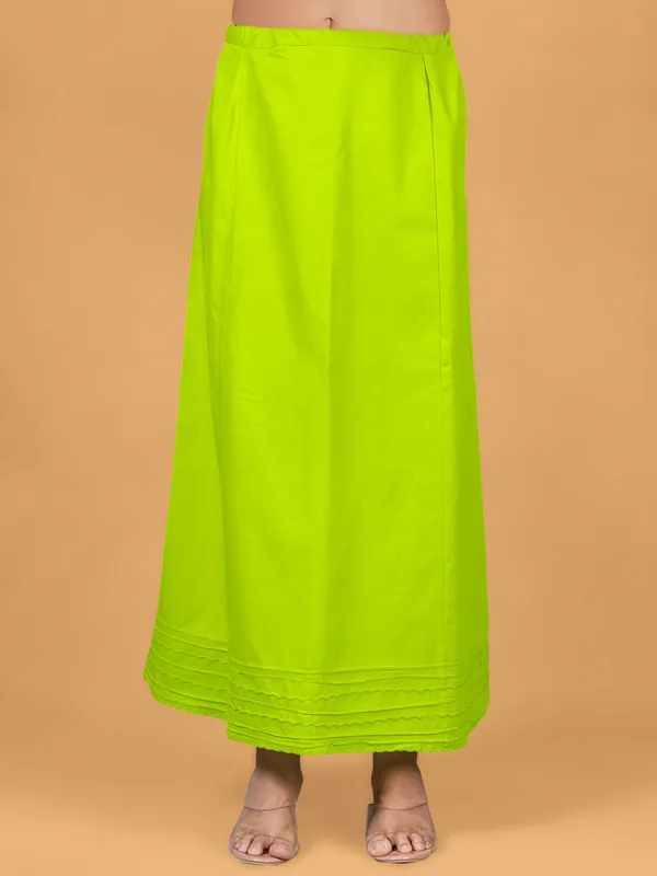 Bright green cotton saree petticoat