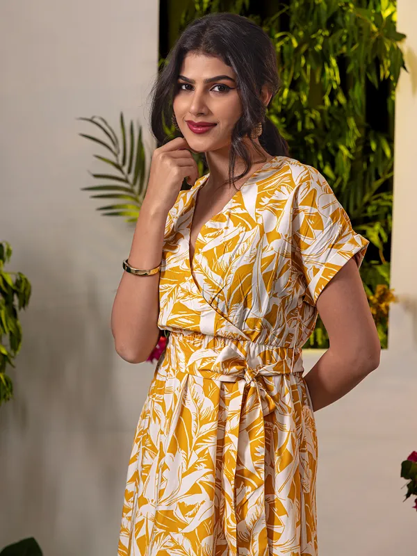 White cotton dress with print