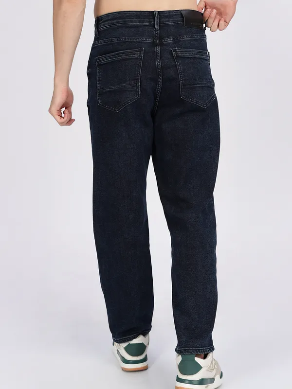 REX STRAUT dark blue solid jeans for mens
