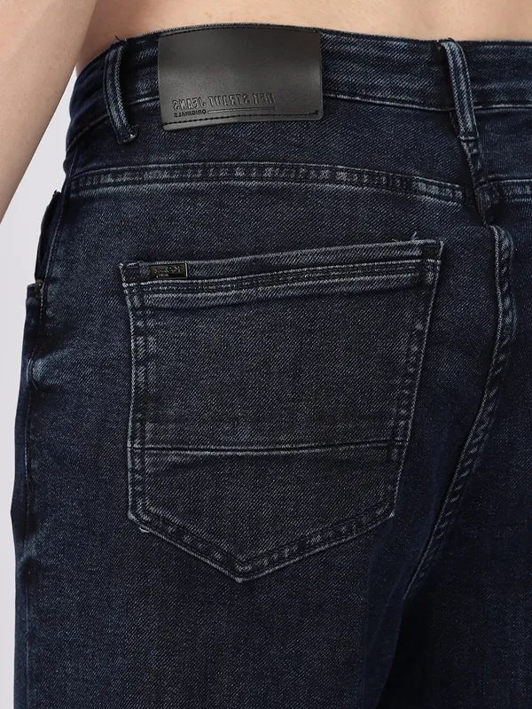 REX STRAUT dark blue solid jeans for mens