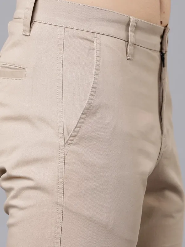  Highlander Men Beige Regular Fit Solid Casual Trousers