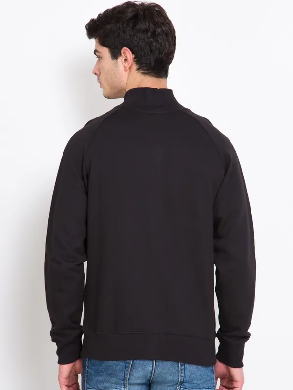  Locomotive Men Black High Neck Front-Open Sweatshirts