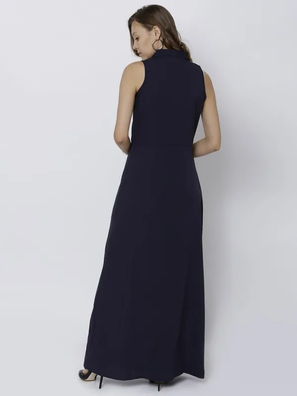  Tokyo Talkies Women Navy Blue Solid Maxi Dresses