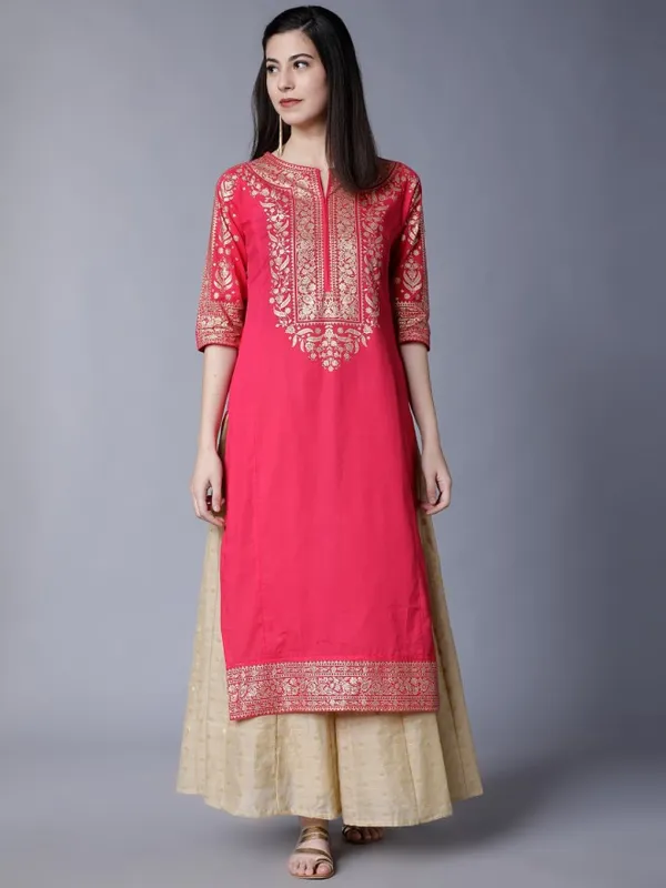  Vishudh Women Pink Printed Straight Kurtas