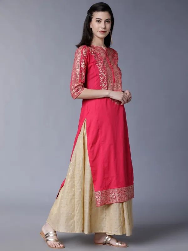  Vishudh Women Pink Printed Straight Kurtas