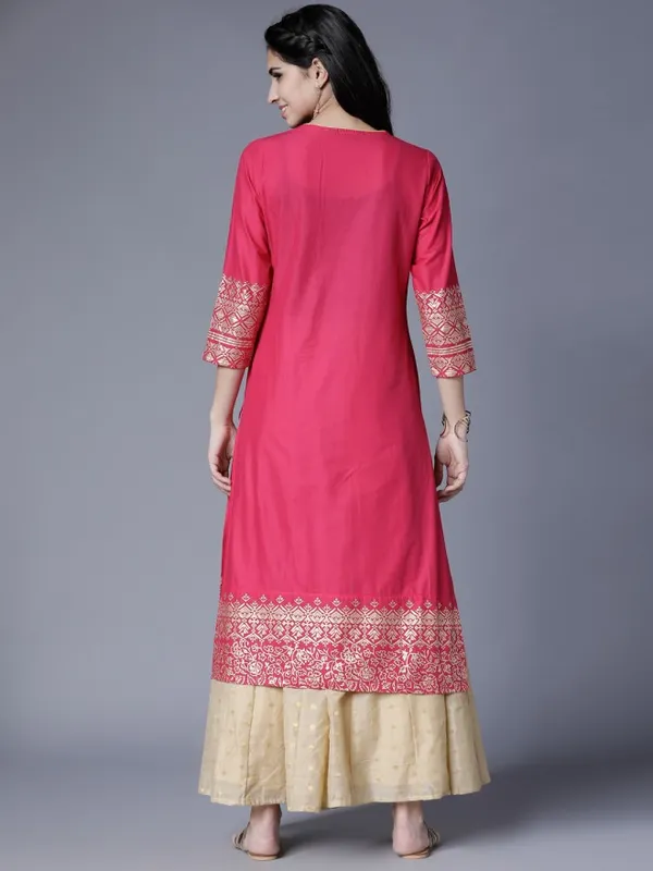  Vishudh Women Pink Solid Straight Kurtas