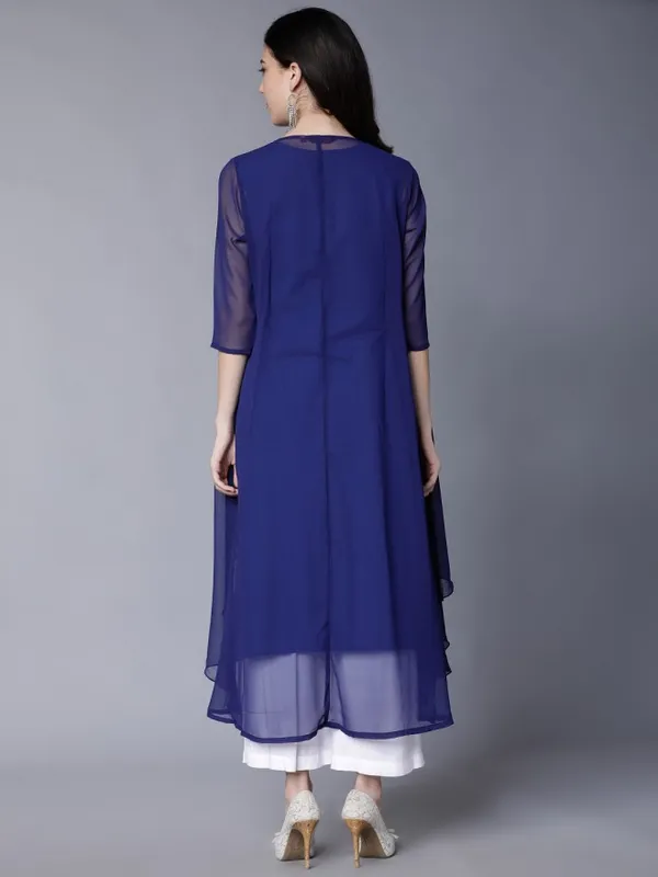  Vishudh Women Navy Blue Printed A-Line Kurtas