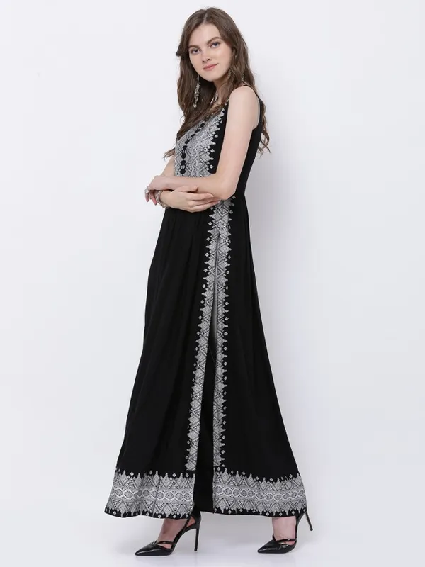  Vishudh Women Black Printed A-Line Kurtas