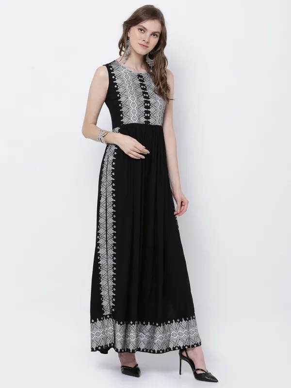  Vishudh Women Black Printed A-Line Kurtas