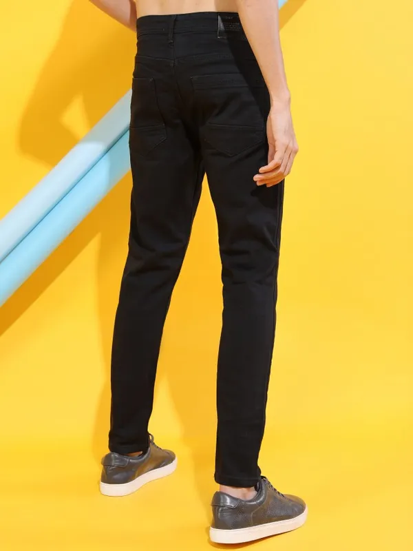  Locomotive Men Black Tapered Fit Clean Look Jeans