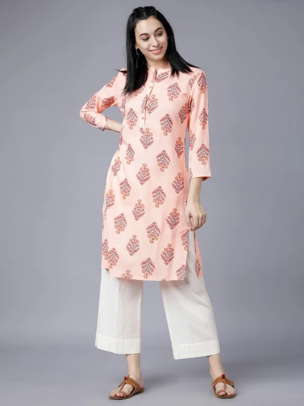  Vishudh Women Beige Printed Straight Kurtas