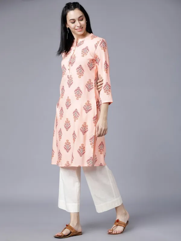  Vishudh Women Beige Printed Straight Kurtas