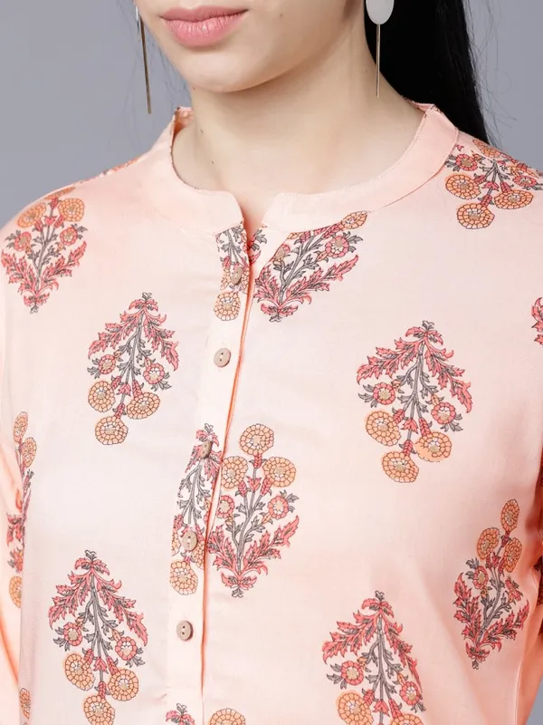  Vishudh Women Beige Printed Straight Kurtas