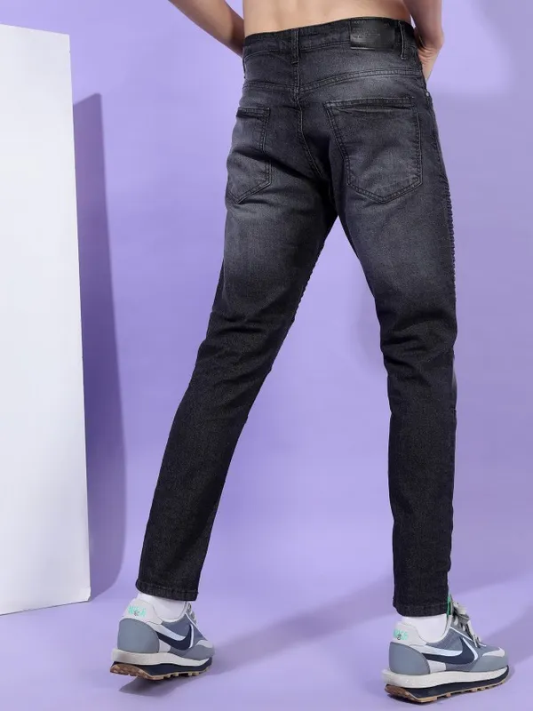  Locomotive Men Black Tapered Fit Clean Look Jeans