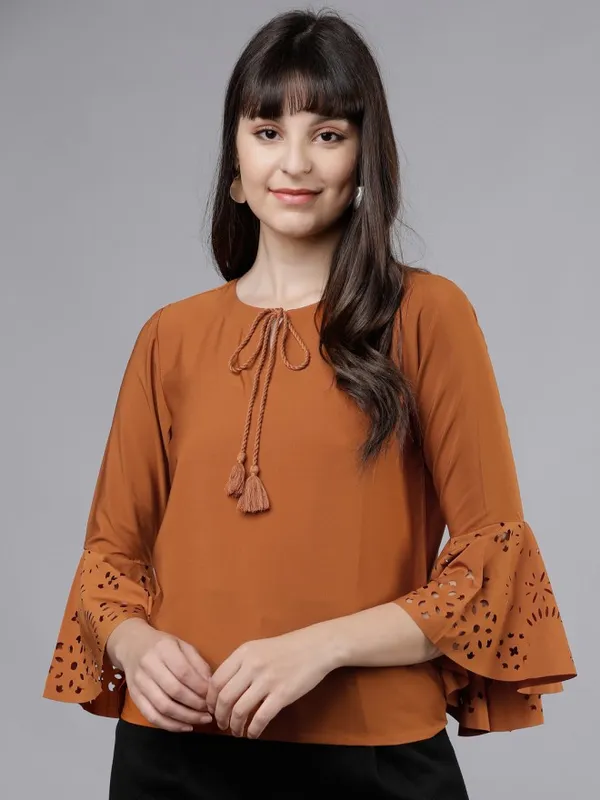  Tokyo Talkies Women Terracotta Solid A-Line Tops