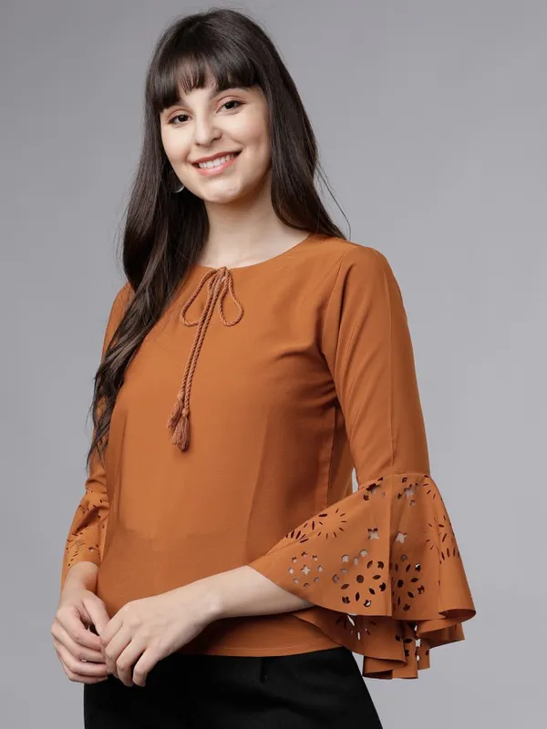  Tokyo Talkies Women Terracotta Solid A-Line Tops