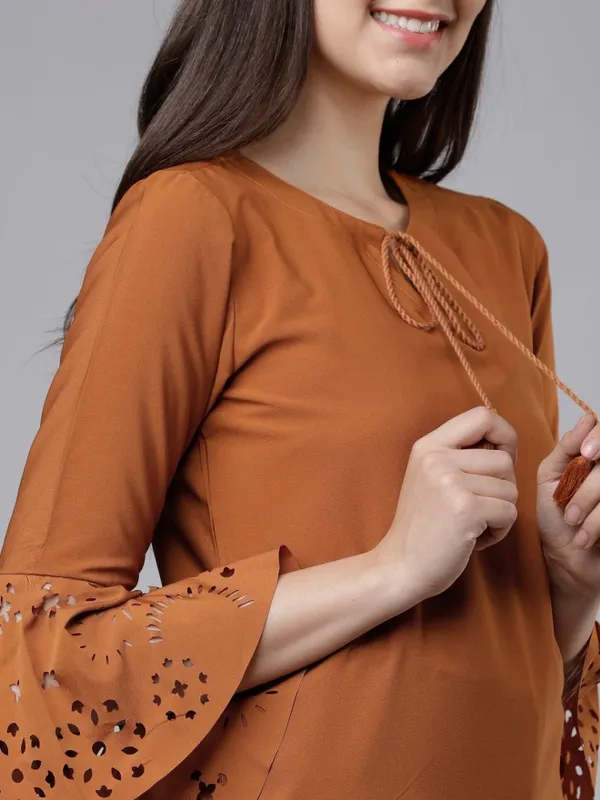  Tokyo Talkies Women Terracotta Solid A-Line Tops