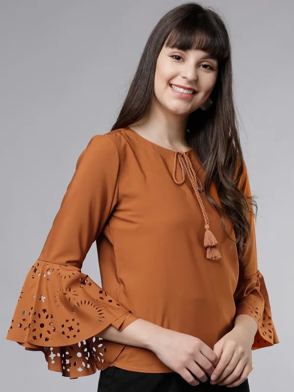  Tokyo Talkies Women Terracotta Solid A-Line Tops