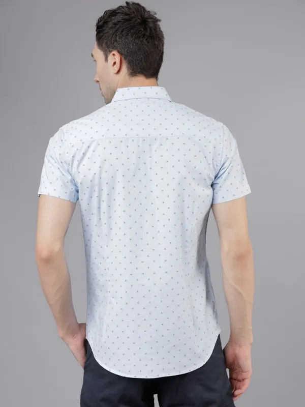  Highlander Men Blue Printed Slim Fit Casual Shirts