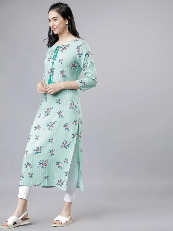  Vishudh Women Green Printed Straight Kurtas