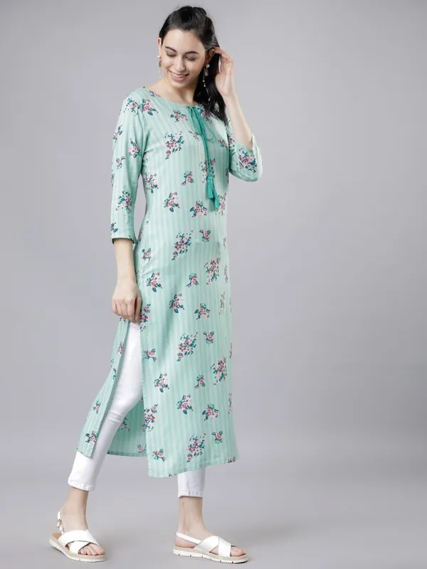  Vishudh Women Green Printed Straight Kurtas