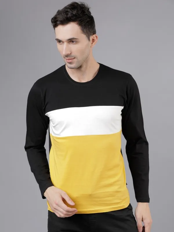  Locomotive Men Black Colourblocked Round Neck T-Shirts