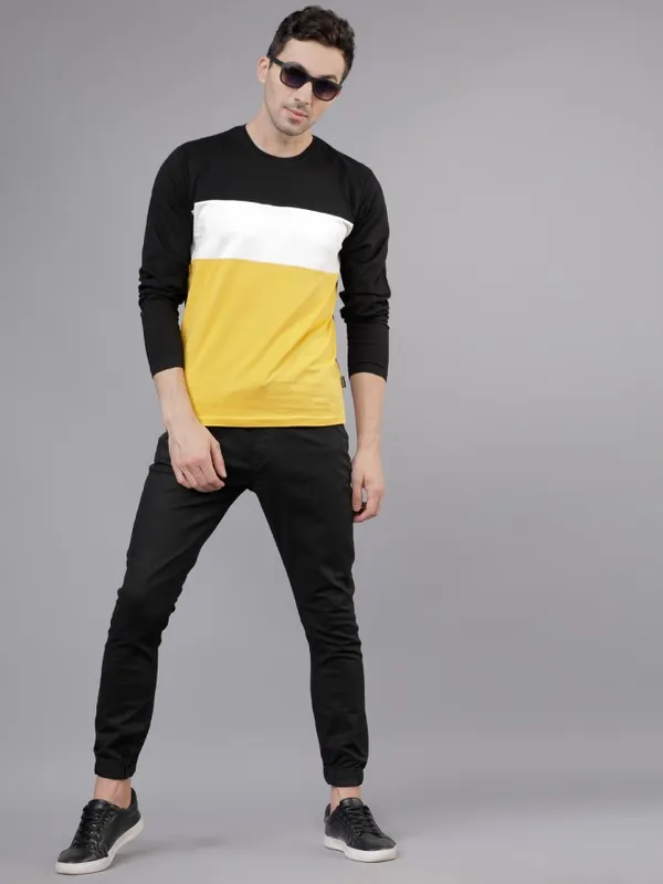  Locomotive Men Black Colourblocked Round Neck T-Shirts