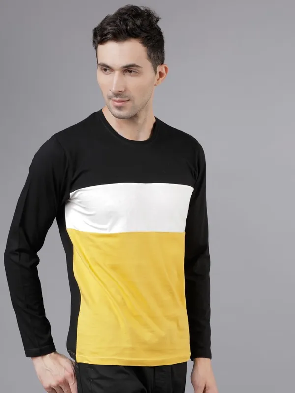  Locomotive Men Black Colourblocked Round Neck T-Shirts