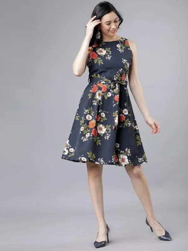  Tokyo Talkies Women Black Printed Fit And Flare Dresses