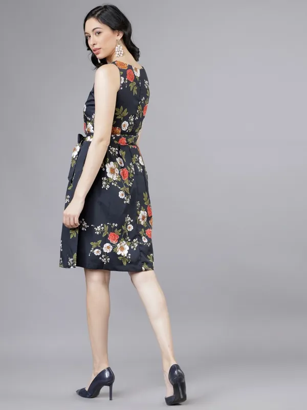  Tokyo Talkies Women Black Printed Fit And Flare Dresses