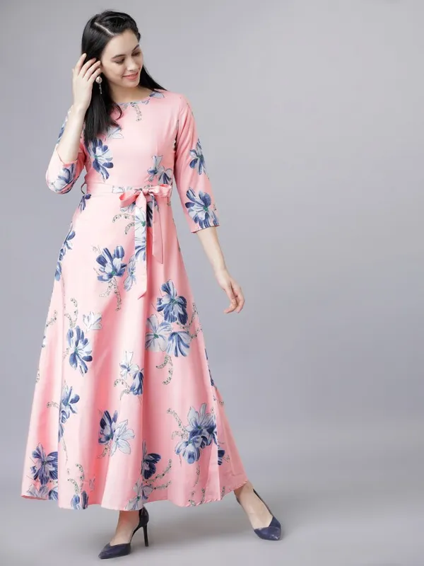  Tokyo Talkies Women Pink Printed Maxi Dresses