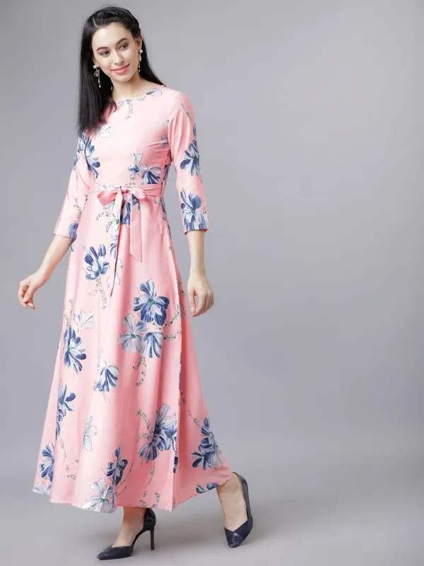  Tokyo Talkies Women Pink Printed Maxi Dresses