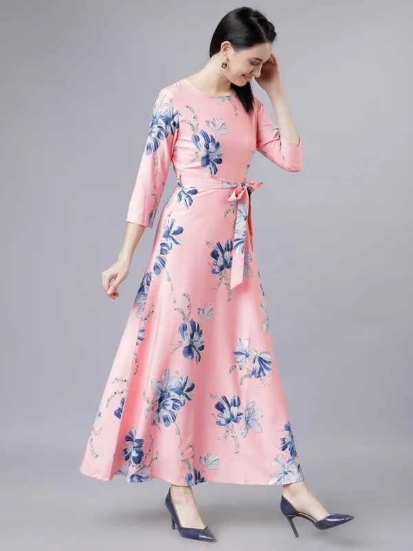  Tokyo Talkies Women Pink Printed Maxi Dresses