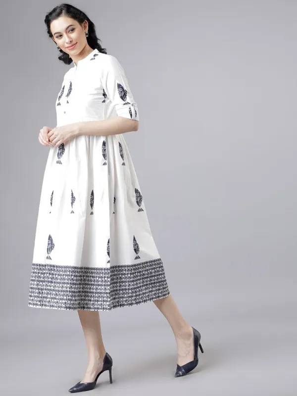  Vishudh Women White Printed Shirt Ethnic Dresses