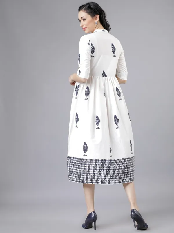  Vishudh Women White Printed Shirt Ethnic Dresses