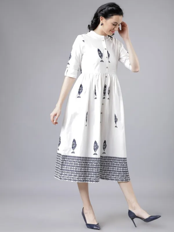  Vishudh Women White Printed Shirt Ethnic Dresses