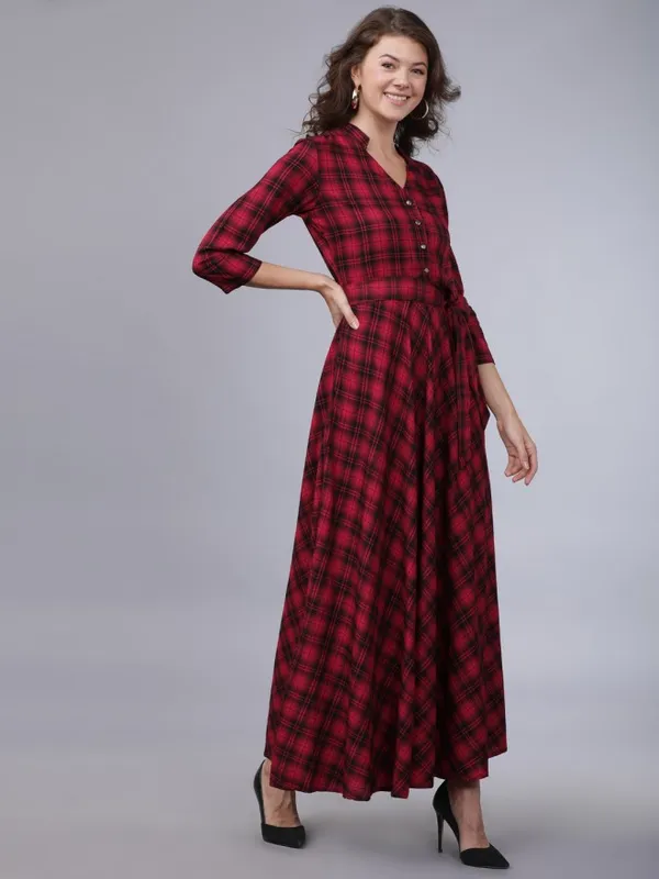  Tokyo Talkies Women Red Checked Shirt Dresses