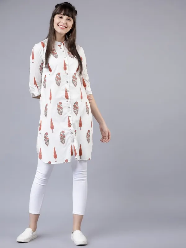  Vishudh Women Cream Printed Tunics