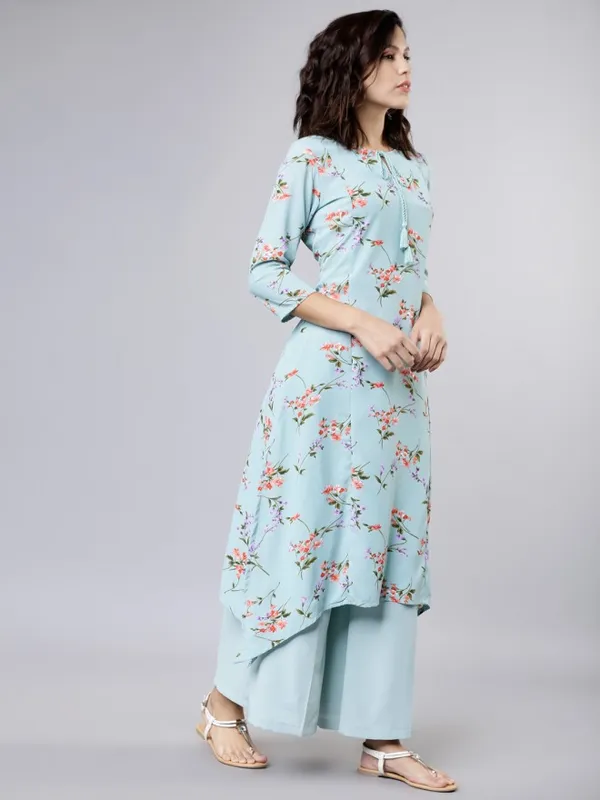  Vishudh Women Blue Printed Kurta Sets