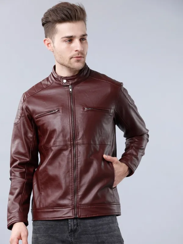 Burgundy Biker Jacket