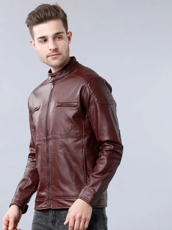 Burgundy Biker Jacket