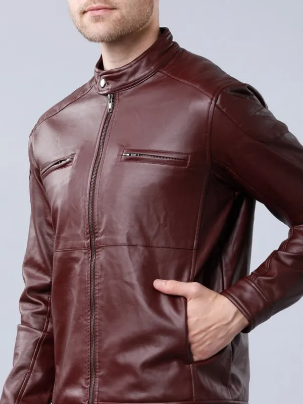 Burgundy Biker Jacket