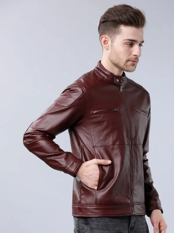 Burgundy Biker Jacket