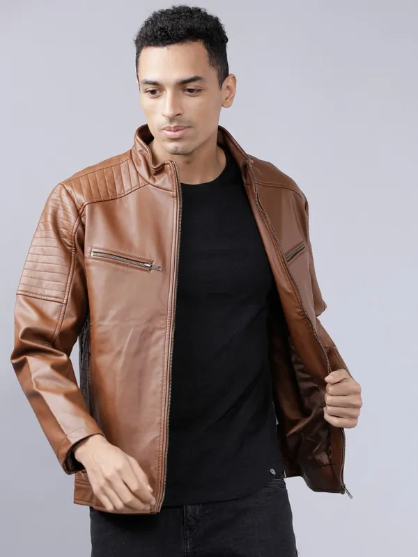  Highlander Men Brown Solid Jackets